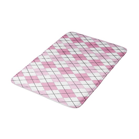Roze en witte Argyle Bathmat Badmat (Gekanteld)