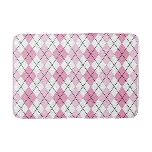 Roze en witte Argyle Bathmat Badmat