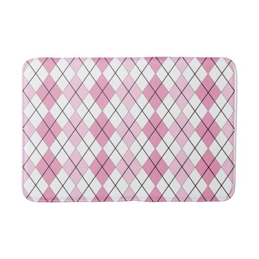 Roze en witte Argyle Bathmat Badmat (Voorkant)