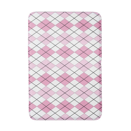 Roze en witte Argyle Bathmat Badmat (Voorkant Verticaal)