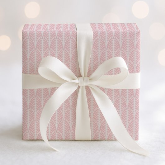 Roze en witte  Art Deco Fan Pattern Cadeaupapier