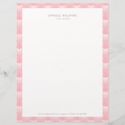 Roze en witte Art Deco-patroon Briefhoofd (Voorkant)