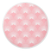 Roze en witte Art-deco-patroon Keramische Knop (Voorkant)