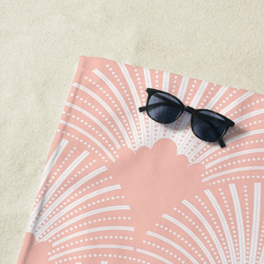 Roze en witte Art-Deco-patroon Strandlaken (In situ)