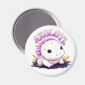 Roze en witte Axolotl Magneet (Voorkant / Achterkant)