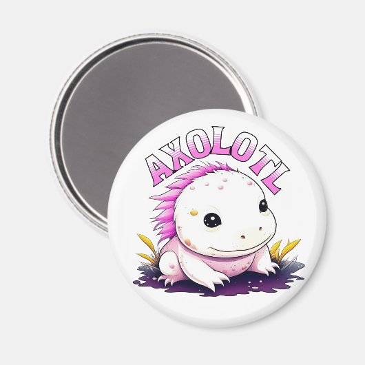 Roze en witte Axolotl Magneet (Voorkant / Achterkant)