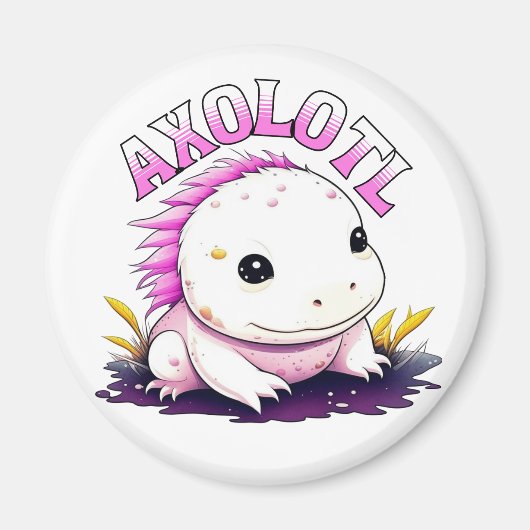 Roze en witte Axolotl Magneet (Voorkant)