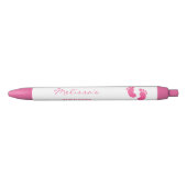 Roze en witte Baby Aangepast Baby shower Zwarte Inkt Pen (Voorkant)