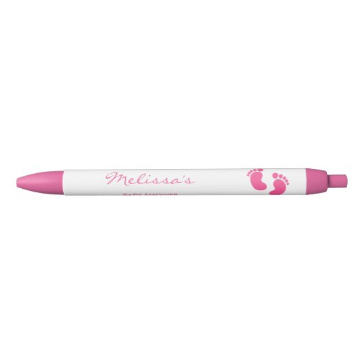 Roze en witte Baby Aangepast Baby shower Zwarte Inkt Pen (Voorkant)