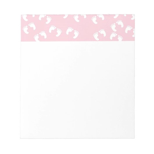 Roze en witte Baby - Afdrukken van Baby shower Notitieblok (Voorkant)