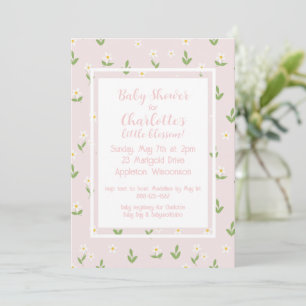 Roze en witte Baby shower Kaart
