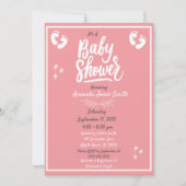 Roze en witte Baby shower Kaart (Voorkant)