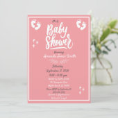 Roze en witte Baby shower Kaart (Staand voorkant)