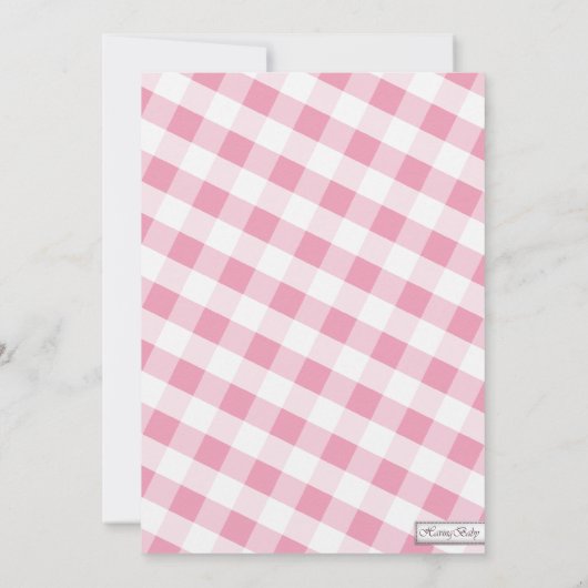 Roze en witte Baby shower van Gingham Canvas Kaart (Achterkant)