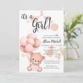 Roze en witte Baby shower van Teddy Bear Kaart (Staand voorkant)