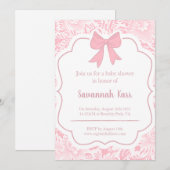 Roze en witte baby showers uitnodiging (Voorkant / Achterkant)