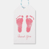 Roze en Witte Baby Voetafdrukken Cadeaulabel (Voorkant)