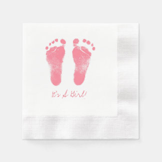 Roze en Witte Baby Voetafdrukken Servetten