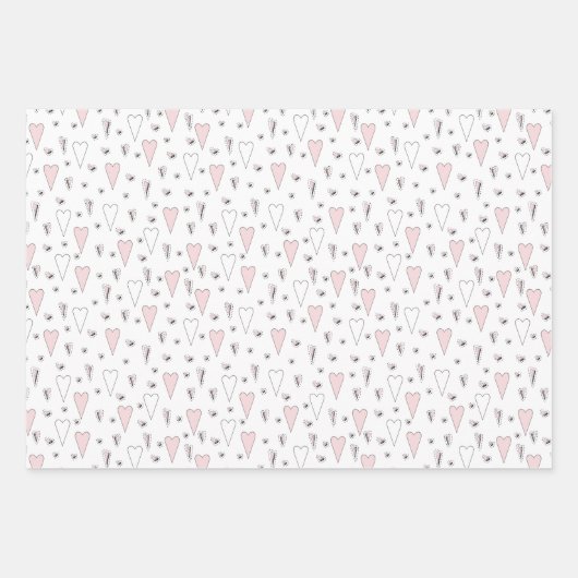 Roze en witte baby's 1e Valentijnsdag teddybeer Inpakpapier Vel (Voorkant 3)