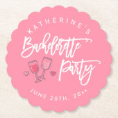 Roze en Witte Bachelorette-feest Kartonnen Onderzetters (Voorkant)