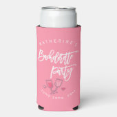 Roze en Witte Bachelorette-feest Seltzer Blikjeskoeler (Seltzer Voorkant)