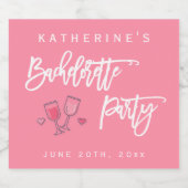 Roze en Witte Bachelorette-feest Sparkling Wijnetiket (Enkel label)