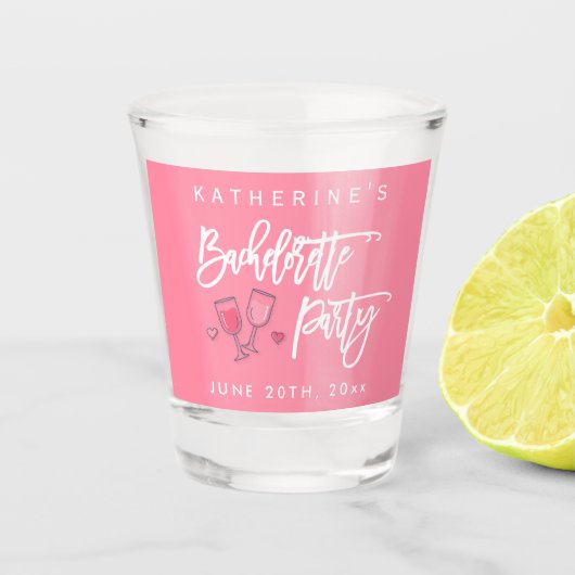 Roze en Witte Bachelorette-feestje Shot Glas (Voorkant)