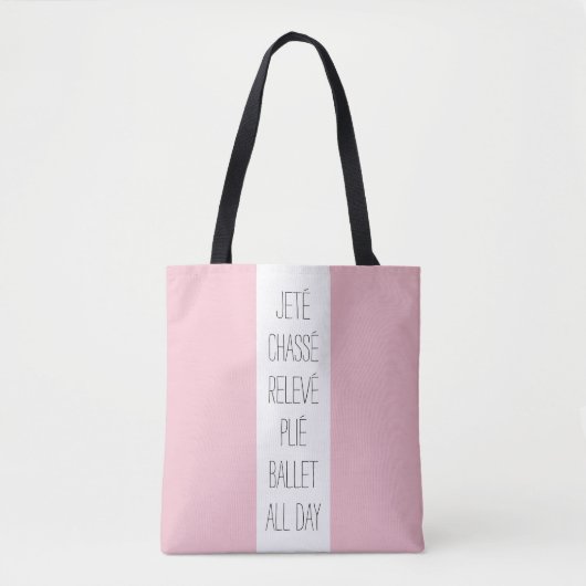 Roze en witte ballet de hele dag tote bag (Voorkant)