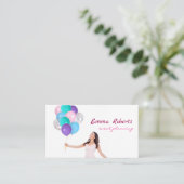 Roze en witte ballonnen Modern Visitekaartje (Staand voorkant)