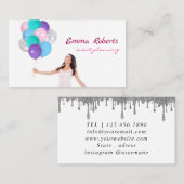 Roze en witte ballonnen Modern Visitekaartje (Voorkant / Achterkant)