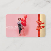 Roze en witte ballonnen Modern Visitekaartje (Voorkant)