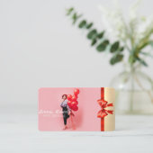 Roze en witte ballonnen Modern Visitekaartje (Staand voorkant)