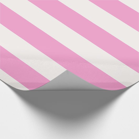 Roze en witte band patroon cadeaupapier (Hoek)