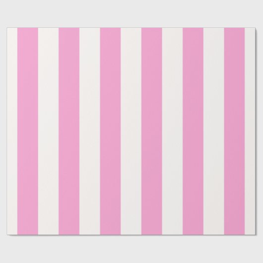 Roze en witte band patroon cadeaupapier (Vlak)