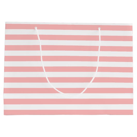 Roze en witte band patroon large cadeautasje (Achterkant)