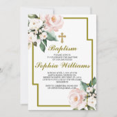 Roze en witte baptisme İnvitation Kaart (Voorkant)