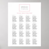 Roze en witte Bar Mitswa zitplaatskaart poster (Voorkant)