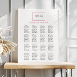 Roze en witte Bar Mitswa zitplaatskaart poster