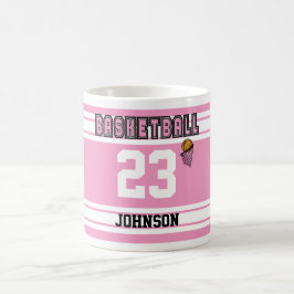 Roze en Witte Basketball Jersey Koffiemok
