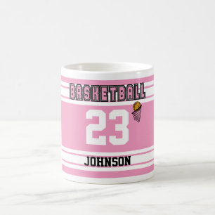 Roze en Witte Basketball Jersey Koffiemok