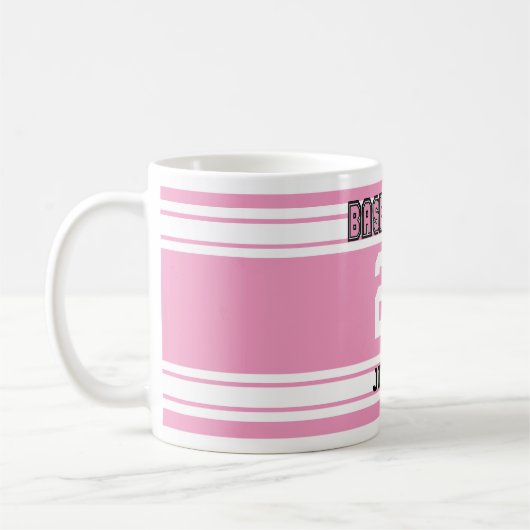 Roze en Witte Basketball Jersey Koffiemok (Links)