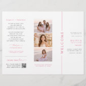Roze en Witte Bat Mitzvah-drievoudig programma (Voorkant)