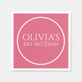 Roze en Witte Bat Mitzvah servetten (Voorkant)