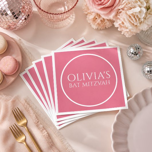 Roze en Witte Bat Mitzvah servetten