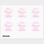 Roze en witte bedankstickers ronde sticker (Vel)
