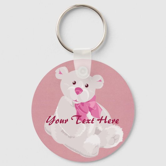 Roze en witte Beer Sleutelhanger (Voorkant)