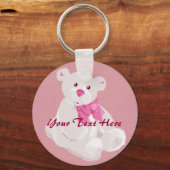 Roze en witte Beer Sleutelhanger (Voorkant)