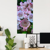 Roze en witte bergLaurel Flowers Poster (Thuiskantoor)