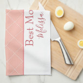  Roze en Witte Beste Mam ooit Theedoek (Quarter Fold)