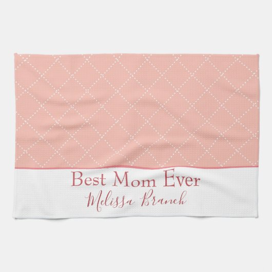  Roze en Witte Beste Mam ooit Theedoek (Horizontaal)